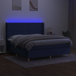 Boxspringbett mit Matratze & LED Blau 160x200 cm Stoff