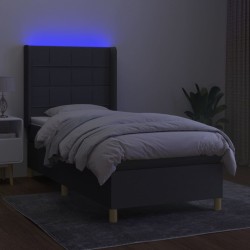 Boxspringbett mit Matratze & LED Dunkelgrau 80x200 cm Stoff