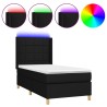 Boxspringbett mit Matratze & LED Schwarz 90x200 cm Stoff