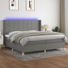 Boxspringbett mit Matratze & LED Dunkelgrau 200x200 cm Stoff