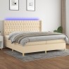 Boxspringbett mit Matratze & LED Creme 200x200 cm Stoff