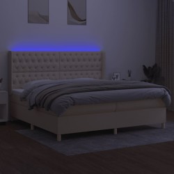 Boxspringbett mit Matratze & LED Creme 200x200 cm Stoff