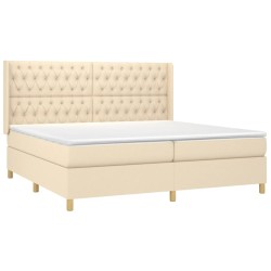 Boxspringbett mit Matratze & LED Creme 200x200 cm Stoff