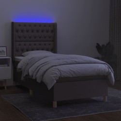 Boxspringbett mit Matratze & LED Taupe 90x190 cm Stoff