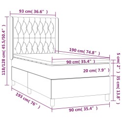 Boxspringbett mit Matratze & LED Taupe 90x190 cm Stoff