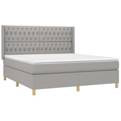 Boxspringbett mit Matratze & LED Hellgrau 180x200 cm Stoff