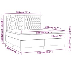 Boxspringbett mit Matratze & LED Hellgrau 180x200 cm Stoff