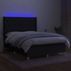 Boxspringbett mit Matratze & LED Schwarz 140x200 cm Stoff