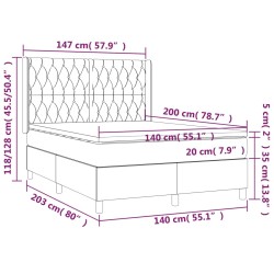 Boxspringbett mit Matratze & LED Schwarz 140x200 cm Stoff