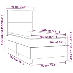 Boxspringbett mit Matratze & LED Weiß 90x190 cm Kunstleder