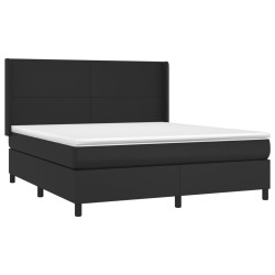 Boxspringbett mit Matratze & LED Schwarz 180x200 cm Kunstleder