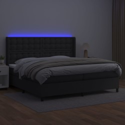 Boxspringbett mit Matratze & LED Schwarz 200x200 cm Kunstleder