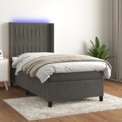 Boxspringbett mit Matratze & LED Dunkelgrau 90x190 cm Samt