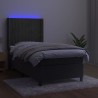 Boxspringbett mit Matratze & LED Dunkelgrau 90x190 cm Samt