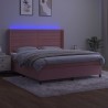 Boxspringbett mit Matratze & LED Rosa 180x200 cm Samt