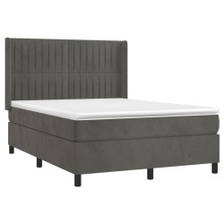 Boxspringbett mit Matratze & LED Dunkelgrau 140x190 cm Samt