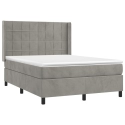 Boxspringbett mit Matratze & LED Hellgrau 140x200 cm Samt