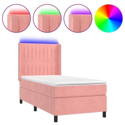 Boxspringbett mit Matratze & LED Rosa 80x200 cm Samt