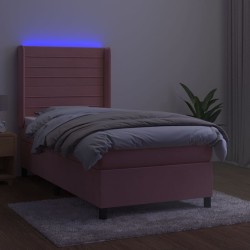 Boxspringbett mit Matratze & LED Rosa 90x190 cm Samt