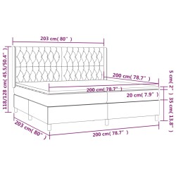 Boxspringbett mit Matratze & LED Dunkelgrau 200x200 cm Samt