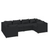 6-tlg. Garten-Lounge-Set mit Kissen Poly Rattan Schwarz