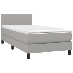 Boxspringbett mit Matratze Hellgrau 90x190 cm Stoff