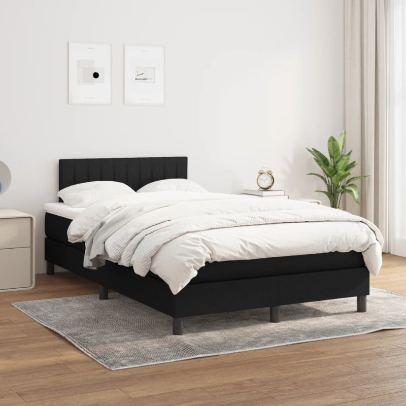 Boxspringbett mit Matratze Schwarz 120x200 cm Stoff