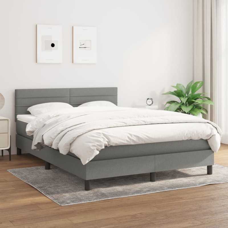 Boxspringbett mit Matratze Dunkelgrau 140x190 cm Stoff