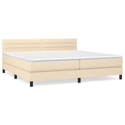 Boxspringbett mit Matratze Creme 200x200 cm Stoff