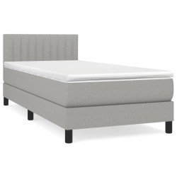 Boxspringbett mit Matratze Hellgrau 90x200 cm Stoff