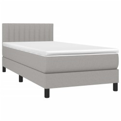 Boxspringbett mit Matratze Hellgrau 90x200 cm Stoff