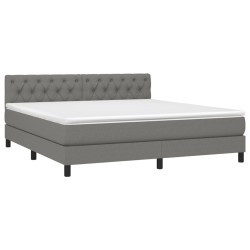 Boxspringbett mit Matratze Dunkelgrau 160x200 cm Stoff