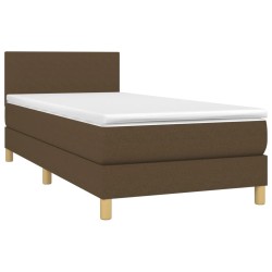 Boxspringbett mit Matratze Dunkelbraun 90x200 cm Stoff