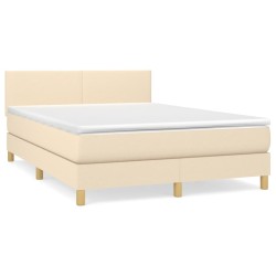 Boxspringbett mit Matratze Creme 140x190 cm Stoff