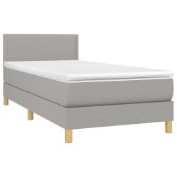 Boxspringbett mit Matratze Hellgrau 100x200 cm Stoff