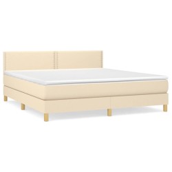 Boxspringbett mit Matratze Creme 180x200 cm Stoff