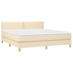 Boxspringbett mit Matratze Creme 180x200 cm Stoff