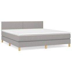 Boxspringbett mit Matratze Hellgrau 160x200 cm Stoff