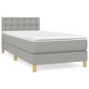 Boxspringbett mit Matratze Hellgrau 90x200 cm Stoff