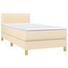 Boxspringbett mit Matratze Creme 90x200 cm Stoff