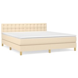 Boxspringbett mit Matratze Creme 180x200 cm Stoff