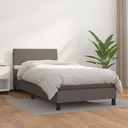 Boxspringbett mit Matratze Grau 90x190 cm Kunstleder