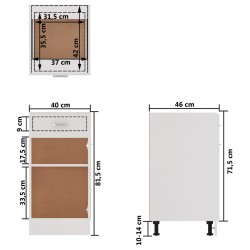 Schubunterschrank Weiß 40x46x81,5 cm Holzwerkstoff