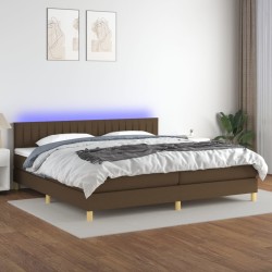 Boxspringbett mit Matratze & LED Dunkelbraun 200x200 cm Stoff