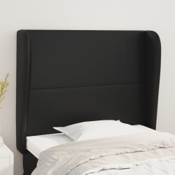 Kopfteil mit Ohren Schwarz 93x23x118/128 cm Kunstleder