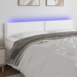 LED Kopfteil Weiß 200x5x78/88 cm Kunstleder