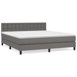 Boxspringbett mit Matratze Grau 180x200 cm Kunstleder