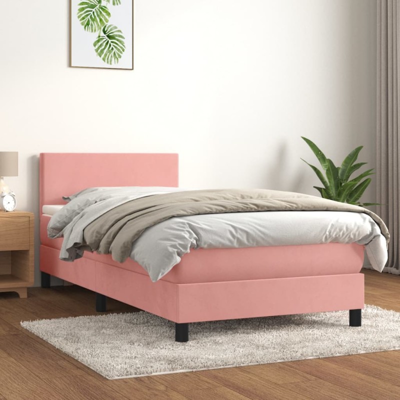 Boxspringbett mit Matratze Rosa 90x190 cm Samt