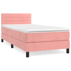 Boxspringbett mit Matratze Rosa 90x190 cm Samt