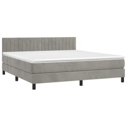 Boxspringbett mit Matratze Hellgrau 160x200 cm Samt